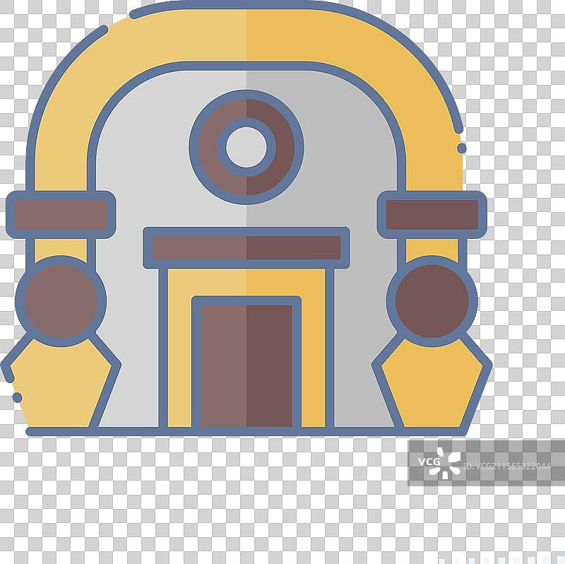 与城市符号相关的博物馆图标涂鸦风格图片素材