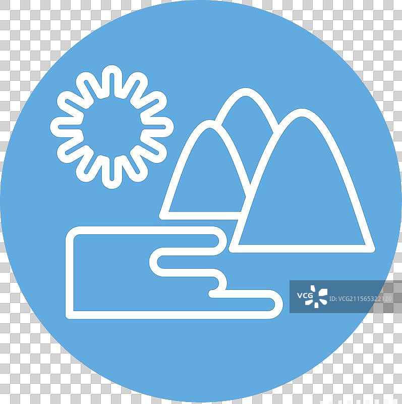 与城市符号相关的自然公园图标，蓝色图片素材