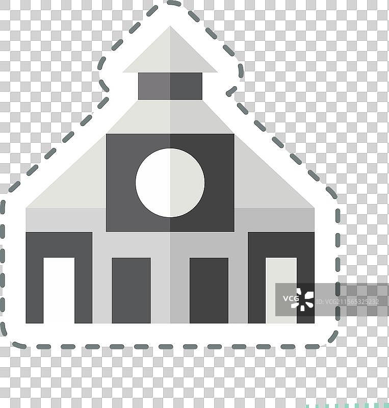 与城市符号相关的教堂贴纸线条剪切图片素材