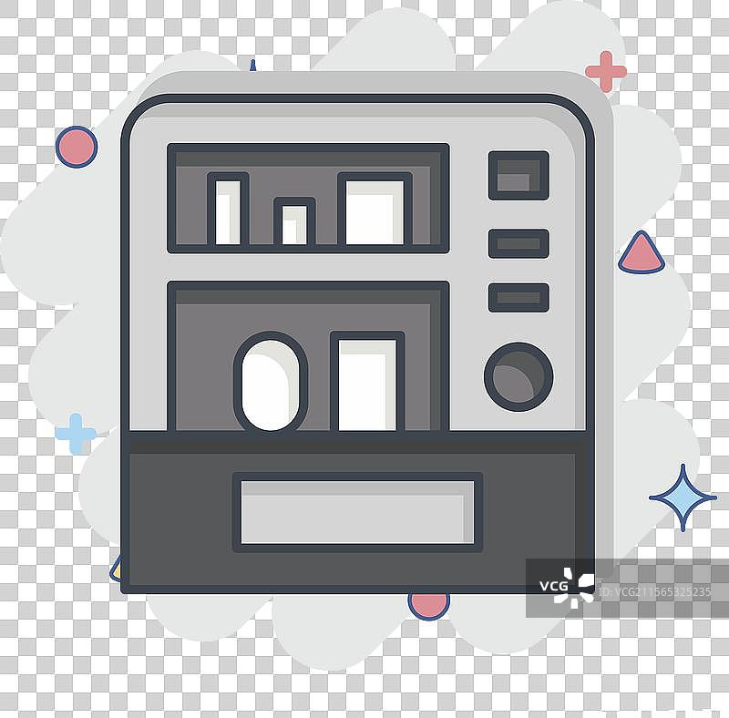 与城市符号相关的漫画风格自动售货机图标图片素材