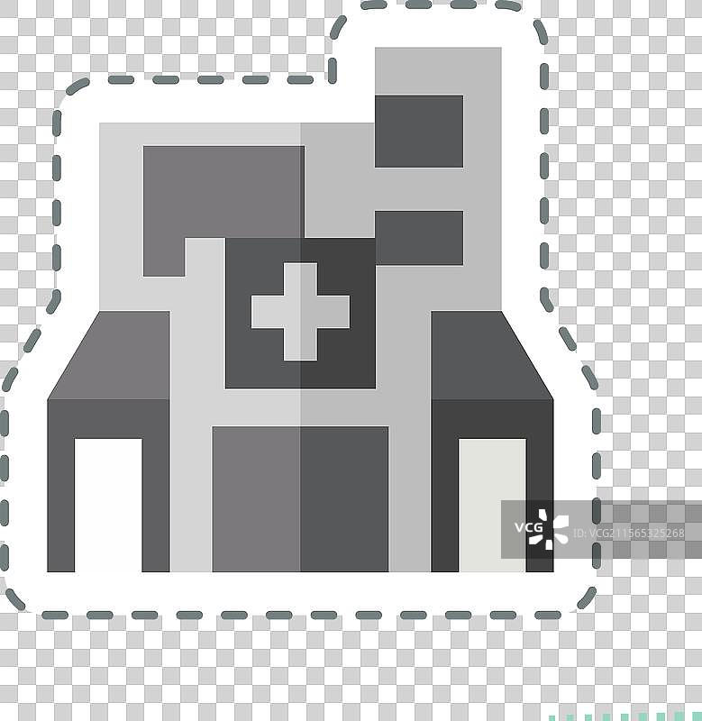 与城市符号相关的医院剪贴线贴纸图片素材