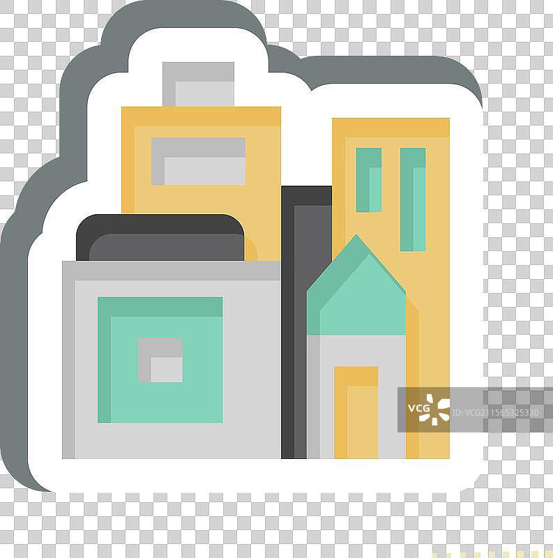 与城市符号相关的简单建筑贴纸图片素材