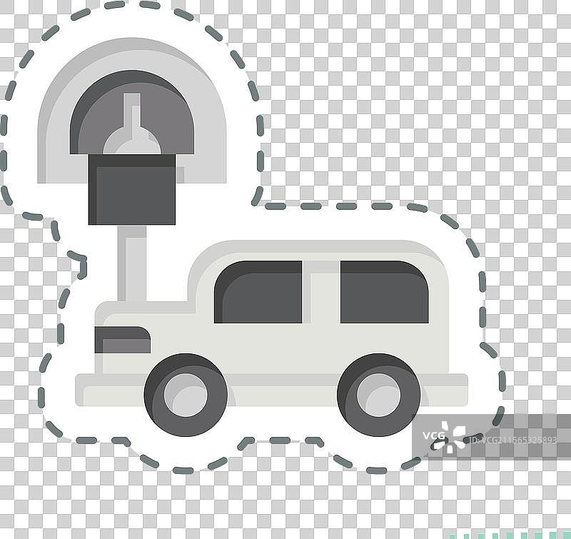 与城市相关的停车计时器贴纸线条剪切图图片素材