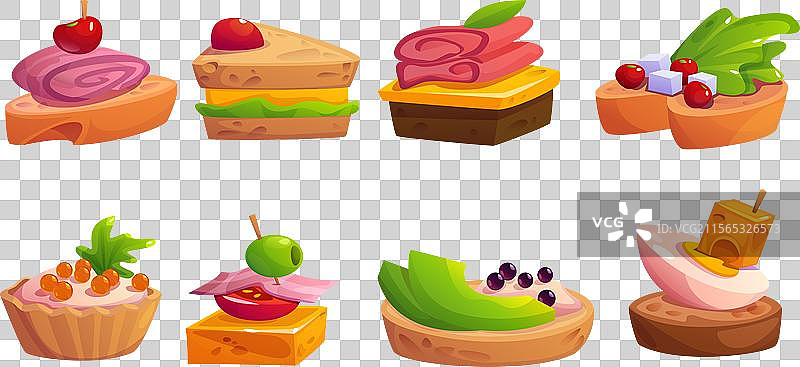 白色背景上的手指食物小吃组合图片素材