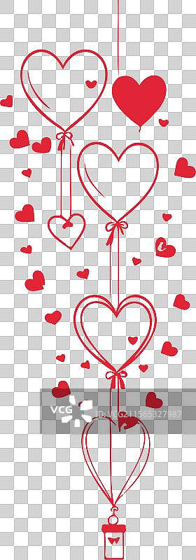 红色的情人节悬挂气球心形爱心图片素材