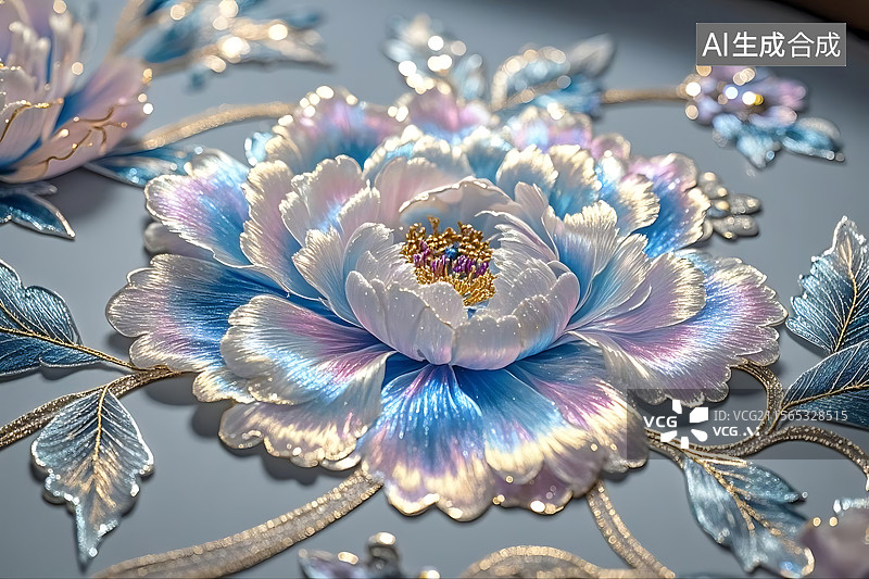 【AI数字艺术】精美刺绣花卉图案图片素材