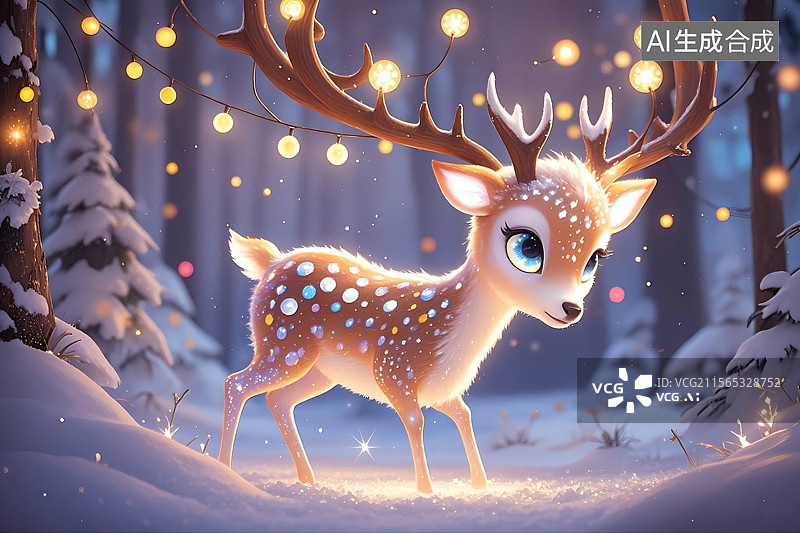 【AI数字艺术】冬日精灵小鹿图片素材