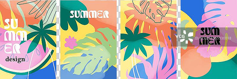 夏季抽象背景，明亮多彩的现代风格图片素材