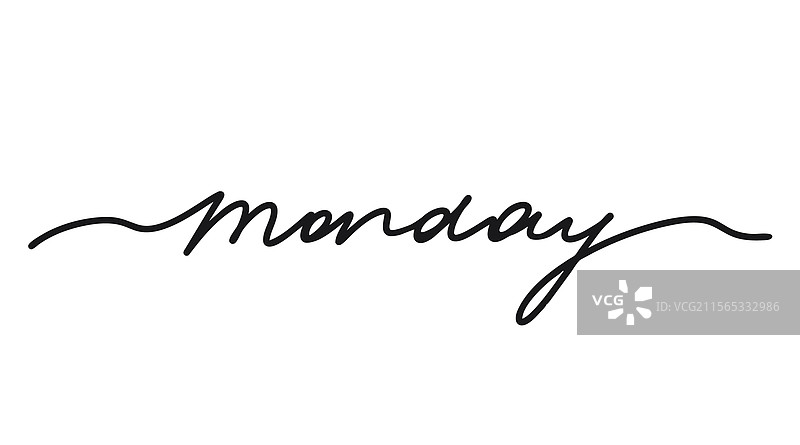 星期一 黑色手绘连续线条字母图片素材