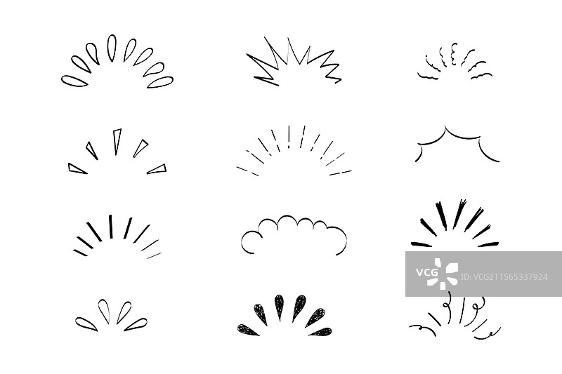 流行线框漫画动漫效果标题标记图片素材