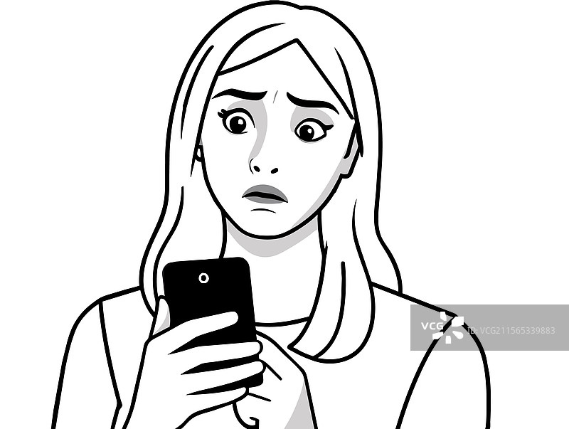 惊讶的女性看着智能手机图片素材