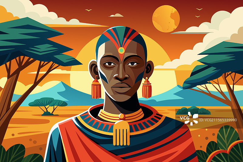 一位马赛人在自然环境中图片素材