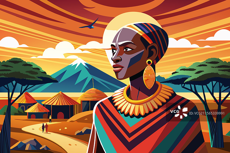 一位马赛人在自然环境中图片素材