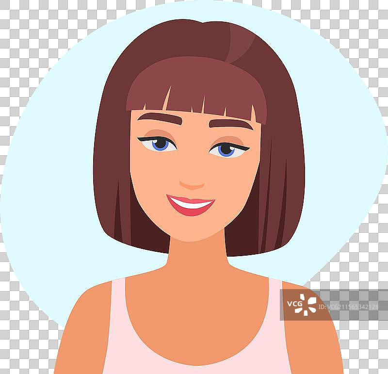 微笑的年轻美丽女孩，短发造型图片素材