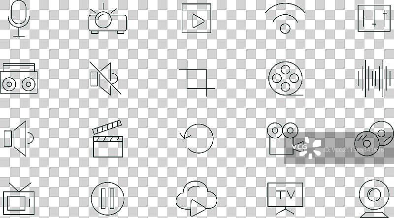 多媒体影院和娱乐线条图标图片素材