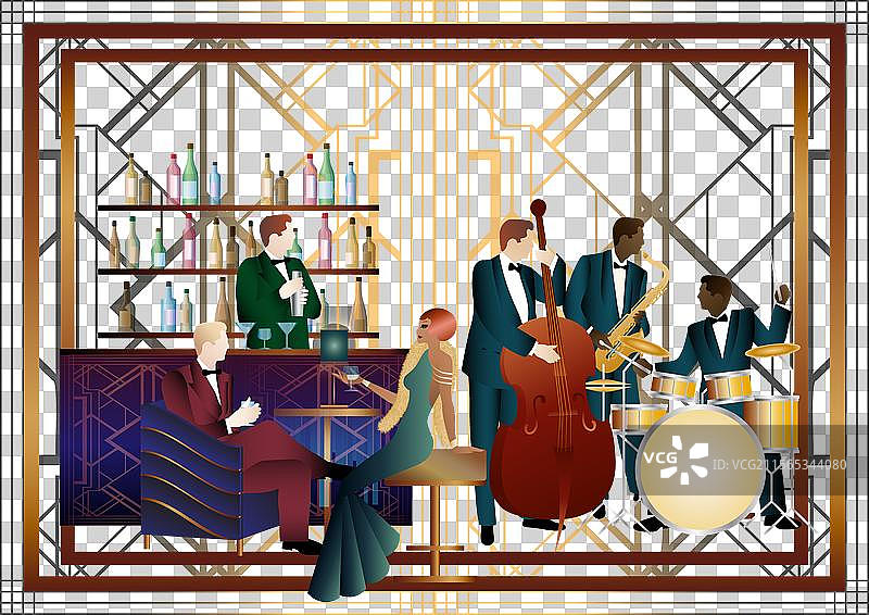 餐厅咖啡馆里的爵士乐手和歌手图片素材