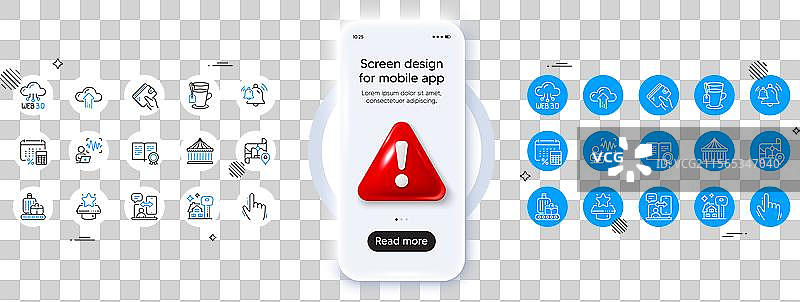光标、云上传和年度税务线条图标图片素材