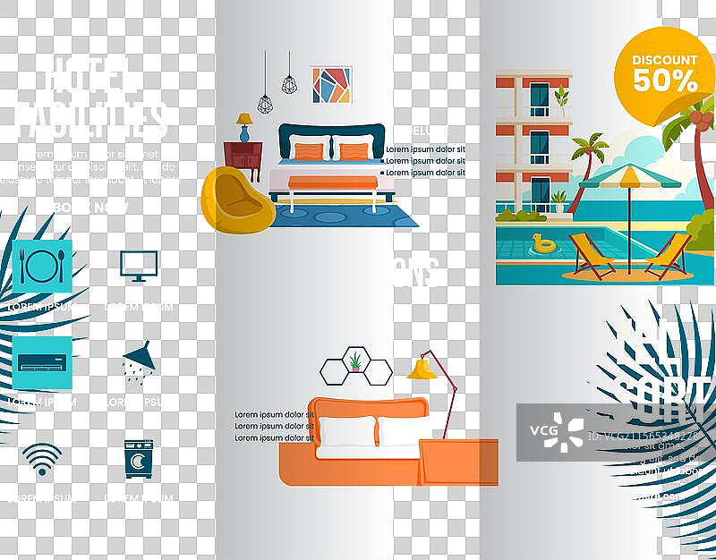 酒店宣传册卡通手绘模板图片素材