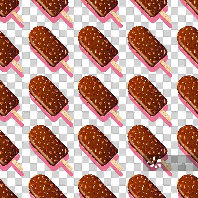 巧克力糖衣和坚果的冰棒冷冻着图片素材