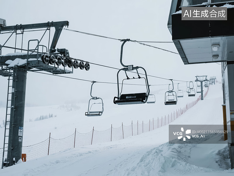 【AI数字艺术】雪地缆车图片素材