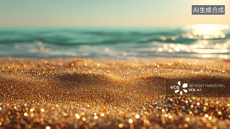 【AI数字艺术】金色海滩，金色背景，大海，自然风光，壁纸图片素材