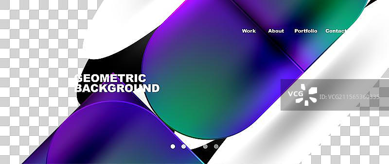 几何抽象玻璃效果，带有圆形和图片素材