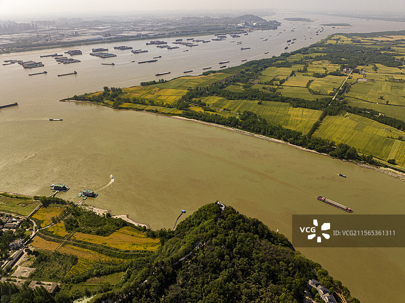 航拍安徽省马鞍山市和县西梁山风光图片素材