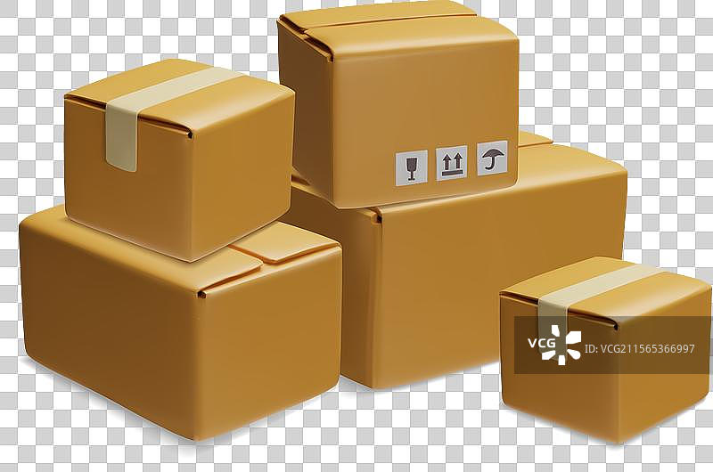 一组三维封闭的纸箱图片素材
