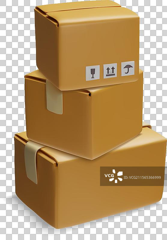 封闭的纸箱用胶带封好，堆叠在一起图片素材