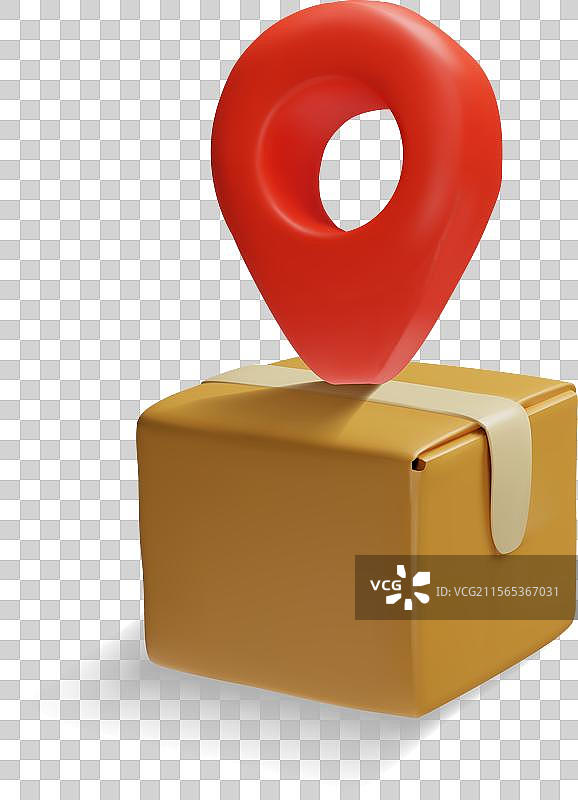 带有位置指示标志的封闭纸箱 3D图片素材