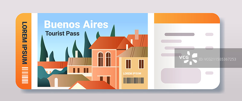 彩色城市景观的旅游通行票图片素材