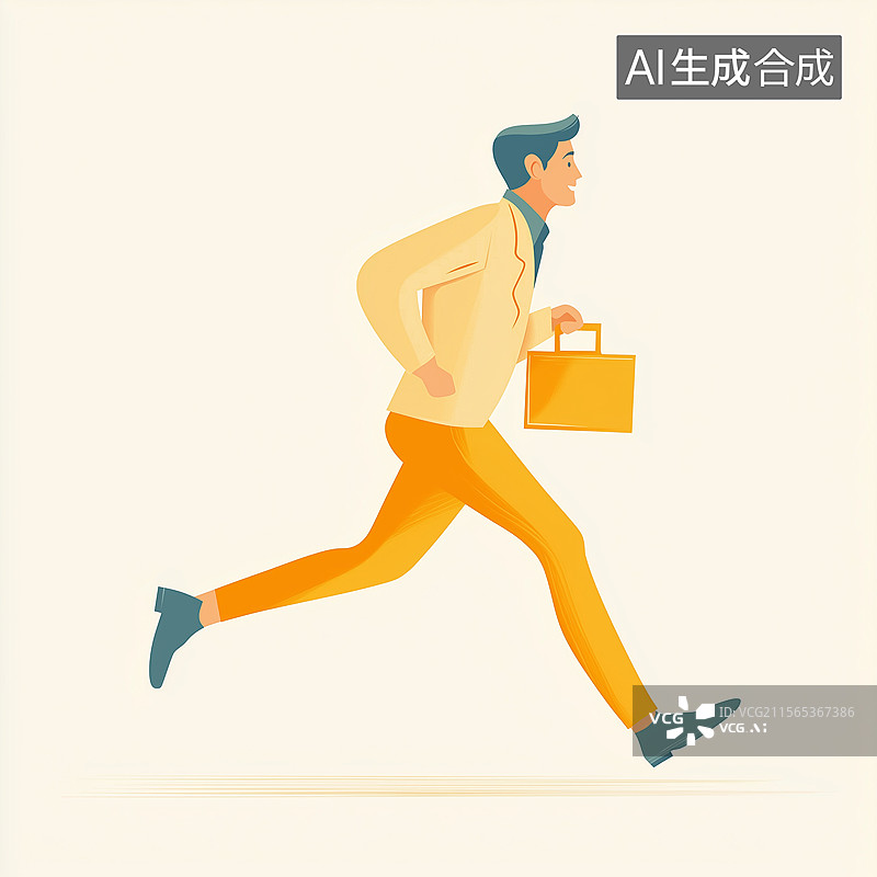 【AI数字艺术】拿着公文包奔跑上班的打工人图片素材