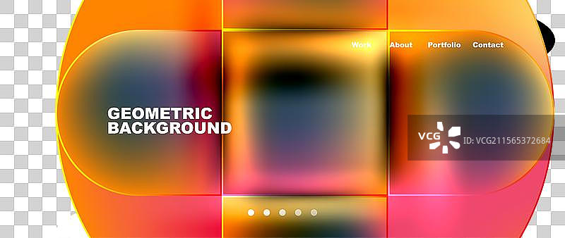 几何抽象玻璃效果，带有圆形和图片素材