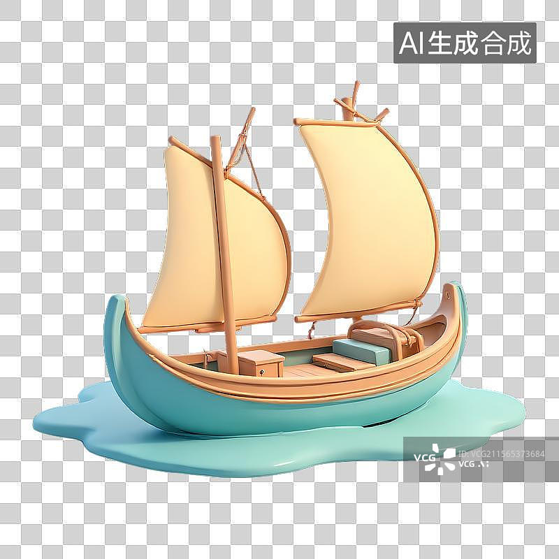 【AI数字艺术】一只小船漂在水上图片素材