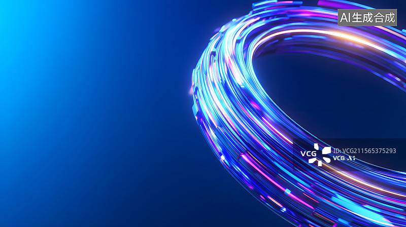 【AI数字艺术】抽象霓虹灯的几何线条3D渲染图片素材
