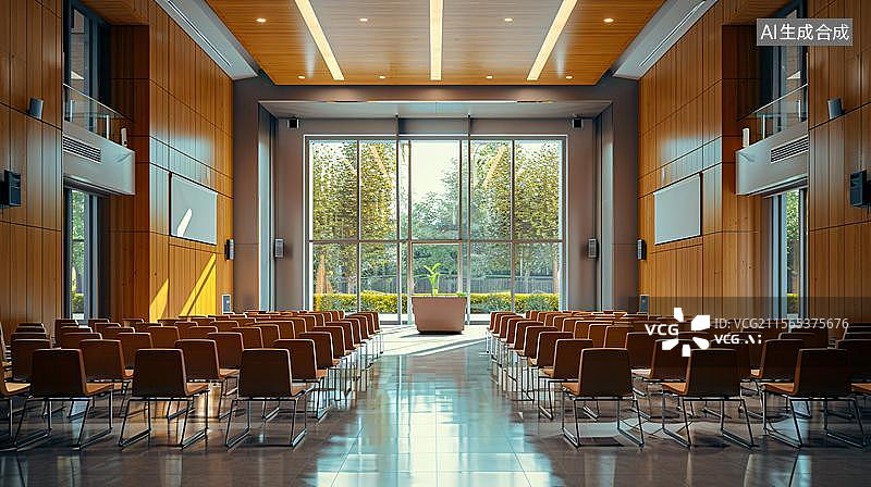 【AI数字艺术】会议室大厅教室演讲厅自习室  教室内部投影仪幕布桌椅布置图片素材