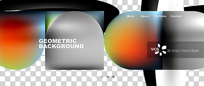 几何抽象玻璃效果，带有圆形和图片素材