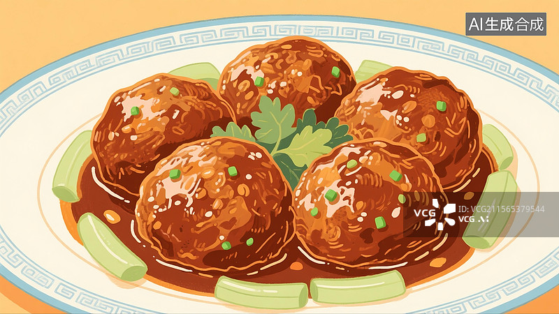 【AI数字艺术】中国美食四喜丸子图片素材