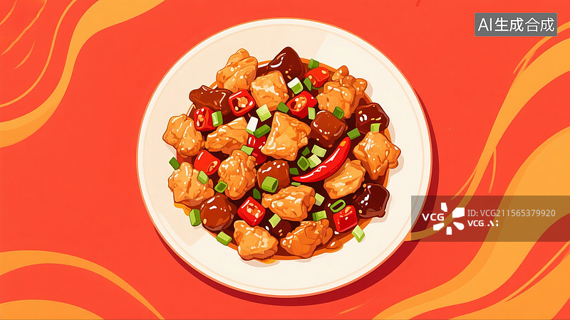 【AI数字艺术】美食宫保鸡丁图片素材