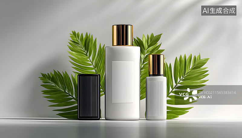 【AI数字艺术】洗面奶化妆品展台的3D渲染图片素材