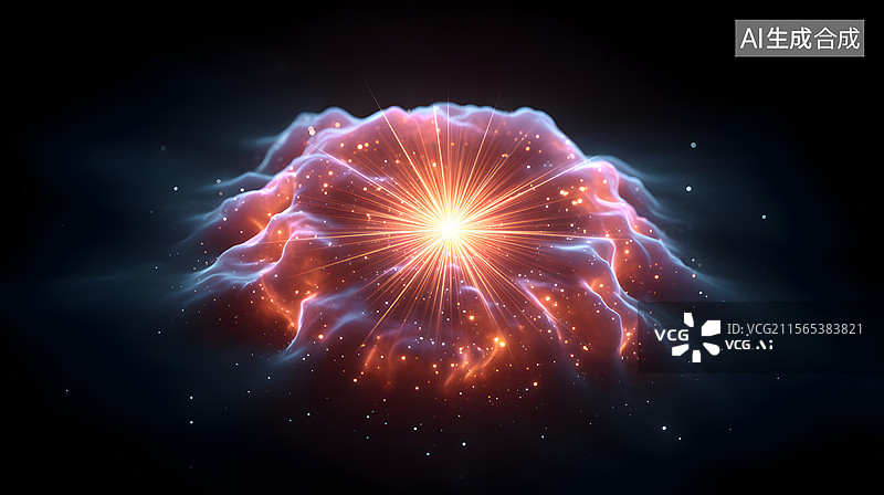 【AI数字艺术】宇宙爆炸的发光效果背景图片素材