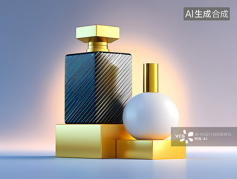 【AI数字艺术】3D渲染的化妆品模板展台背景图片素材