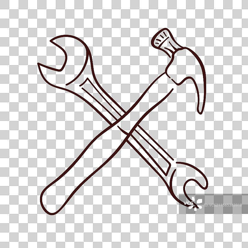 交叉锤子的线条艺术图片素材