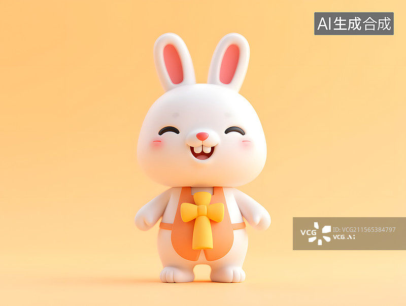 【AI数字艺术】可爱兔年动物IP的3D插画图片素材