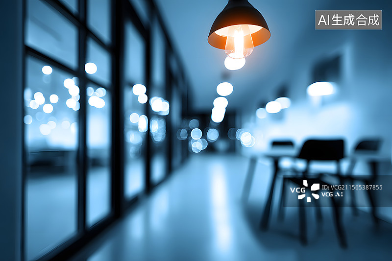 【AI数字艺术】简约室内办公室的3D场景图片素材