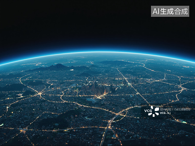 【AI数字艺术】地球夜景俯瞰图片素材