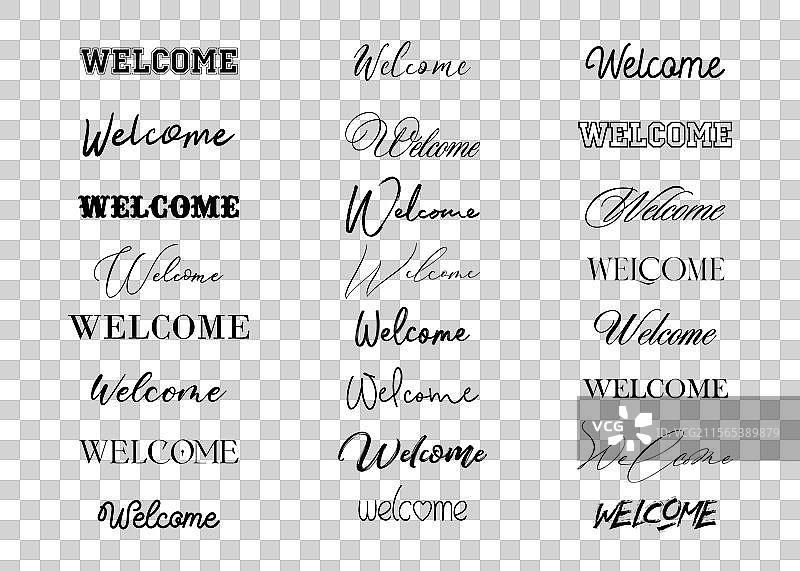 欢迎标志手写现代字体组合图片素材