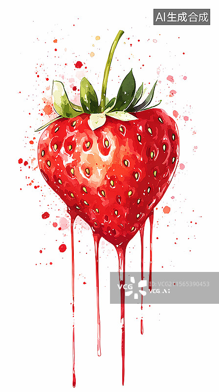 【AI数字艺术】水彩草莓图图片素材