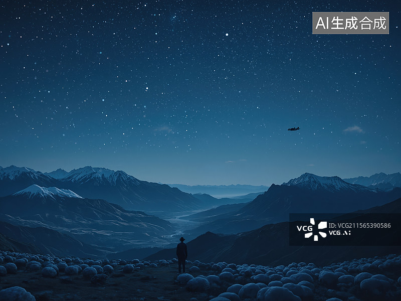 【AI数字艺术】星空下的守望图片素材