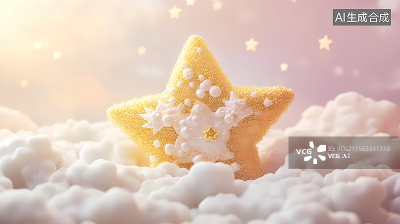 【AI数字艺术】金色星形甜点蛋糕图片素材